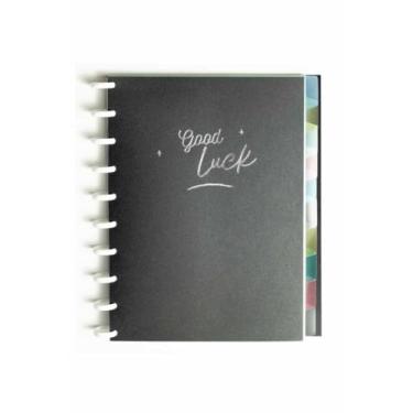 Imagem de Caderno Universitário 50 Folhas Disco Capa PP com estojo régua e 10 divisórias, PP, (20x28 cm), Preto, Romitec