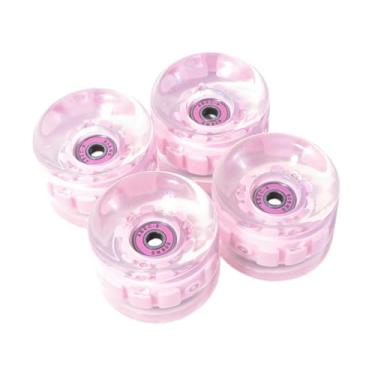Imagem de Deevoka Rodas de skate de 4 peças, iluminam-se com as rodas longboard da ABEC-9 608RS RELAÇÕES, 65 mm, Rosa