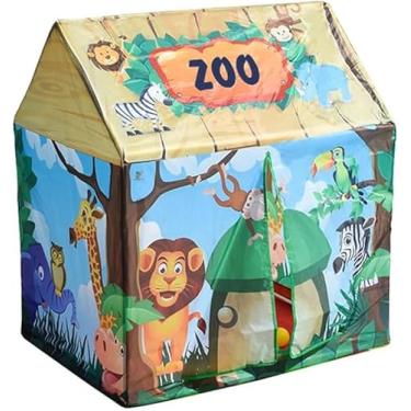 Imagem de Barraca Infantil Zoológico Safari, Tenda Dobrável para Crianças, 104 x 68 x 92 cm, Colorida com Animais