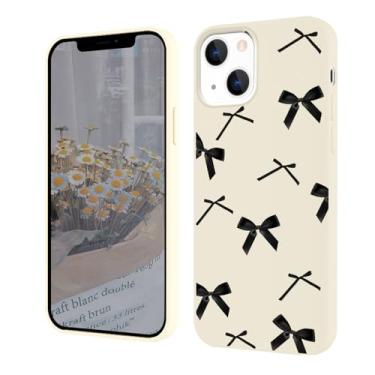 Imagem de AdorableWhimsy Capa para iPhone 16 Pro, linda capa feminina estética de laço preto fino macio branco silicone gel borracha capa de telefone com forro de microfibra para mulheres e meninas, 6,3