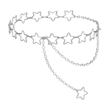Imagem de ElevateTech Corrente de cintura feminina estrela prata metal cinto ajustável plus size correntes corpo bonito acessórios decorativos adequado formal roupas jeans vestidos casuais calças de presente
