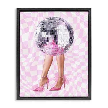 Imagem de Stupell Industries Saltos glamourosos e bola de discoteca moldura preta tela flutuante design de arte de parede por Ziwei Li, 78 x 63 cm
