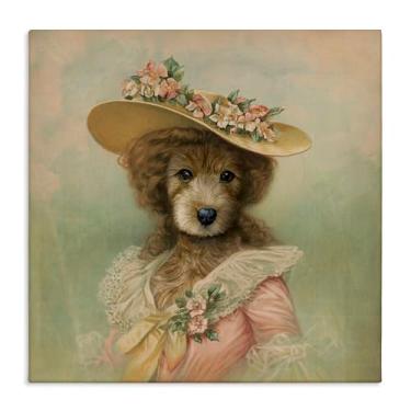 Imagem de Stupell Industries Desenho de arte de parede vintage feminino cachorro com chapéu por Brett Blumenthal, 43 x 43