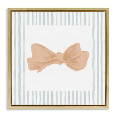 Imagem de Stupell Industries Arte de parede em tela flutuante dourada com borda listrada em arco pastel por PATRICIA PINTO, 45,7 x 45,7 cm