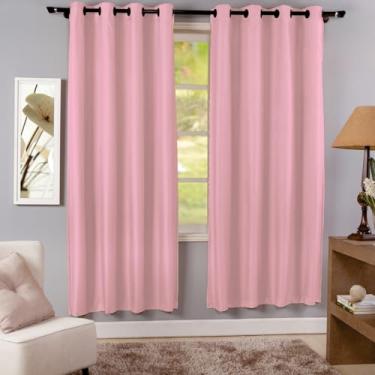 Imagem de Cortina de Linho Rústico Luxo 2,00m x 2,30m para Sala e Quarto Decoração Moderna (Rosa)