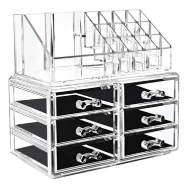 Imagem de Organizador Maquiagem Cosmeticos 6 Gavetas Acrílico Porta Batom 16 Divisorias