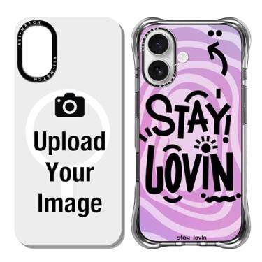 Imagem de Midodor Capa magnética personalizada DIY para iPhone 16 Plus de 6,7 polegadas – Capa traseira transparente à prova de choque de grau militar – Design de foto/texto personalizado – Capa protetora
