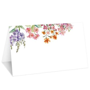 Imagem de Cartões de lugar de flores silvestres, conjunto de 25 cartões de nome de barraca para configuração de mesa, etiqueta de comida para casamento, chá de bebê, artigos de festa de jantar de aniversário