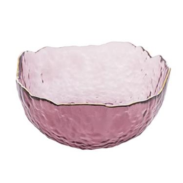 Imagem de Bowl de Cristal Martelado com Borda Dourada Taj Rosa 16,5cm x 8cm - Wolff