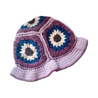 Imagem de Chapéu Balde de Crochê Multicolorido Feminino - Estilo Y2K com Flores 