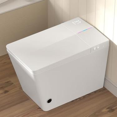 Imagem de WinZo Bidê inteligente com tanque embutido, vaso sanitário de uma peça com altura confortável ADA com bidê de água morna, assento aquecido e secagem automática, descarga para os pés, vaso sanitário