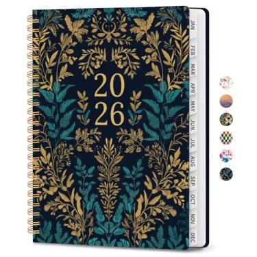 Imagem de Agenda 2026, agenda de planejamento semanal e mensal para mulheres, janeiro de 2026 a dezembro de 2026, livro de agenda de planejamento de capa dura com abas, encadernação em espiral, bolso interno