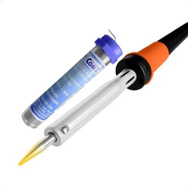 Imagem de Ferro De Soldar 100W Com Suporte 127V + Tubo De Estanho 22g Kit - Star