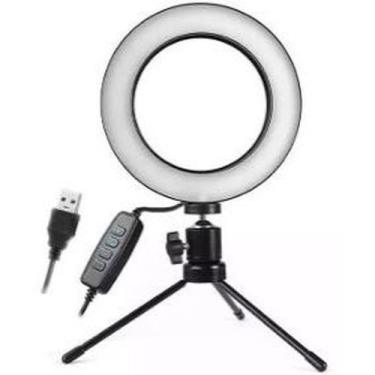 Imagem de Iluminador Ring Light Led Bicolor Maquiagem Foto Video 16 Cm Tripé Mes