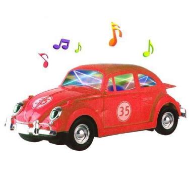 Imagem de Fusca de Brinquedo que Gira Bate e Volta e Toca Música Animada Vermelh