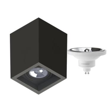 Imagem de SAVE ENERGY - Spot Sobrepor Boxit + Lâmpada Ar111 Led 12w 4000k Preto