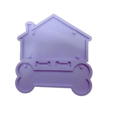 Imagem de R213 Molde de silicone casa cachorro placa casa resina - confeitaria d
