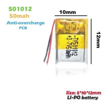 Imagem de (2pcs) Bateria 50 Mah 3,7v 2 Fios 5mm X 10mm X 12mm 501012 - bgb
