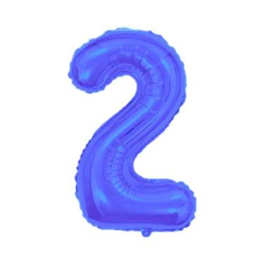 Imagem de Balão De Número Grande Azul Metalizado 40cm - PartiuFesta, 2