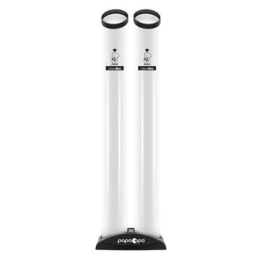Imagem de Lixeira Copo Descartável Duplo Agua Dispenser Tubo Com Base - Papacopo