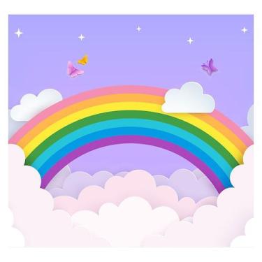 Imagem de Papel de Parede Adesivo Infantil Arco-íris Bebe Quarto - 600pcp - Allo