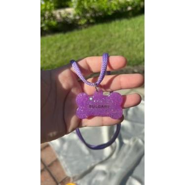 Imagem de Coleira de Identificação Pet Premium com Corda Naval e Tag de Ossinho Personalizada em Resina Acrílica.