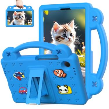 Imagem de Sfulatdc Capa infantil para tablet com suporte integrado e alça leve, à prova de choque, linda capa compatível com Samsung Galaxy Tab A9 de 8,7 polegadas azul