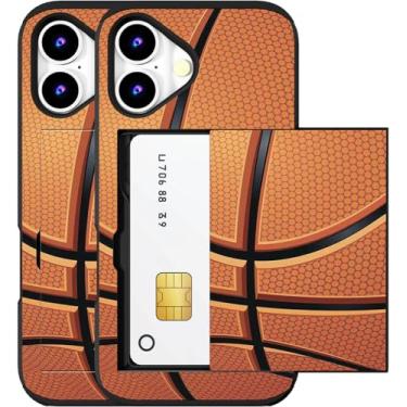 Imagem de MUQR Capa compatível com telefone 17 com porta-cartão fofo - design kawaii, proteção contra quedas de nível militar, capa carteira robusta para mulheres (esportes de basquete preto)