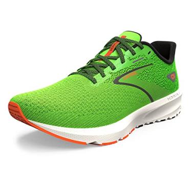 Imagem de Brooks Tênis de corrida masculino Launch 10 neutro, Lagartixa verde/laranja vermelha/branco, 7.5