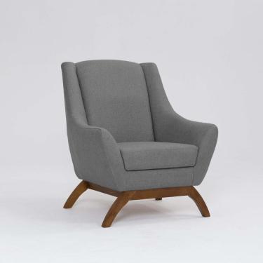 Imagem de Poltrona para Sala de Estar Base em Madeira Juliet Mescla Cinza