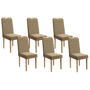 Imagem de Kit 6 Cadeiras de Cozinha 2CAD153EA 6 Un Eucalipto/Suede Bege A036 - Kappesberg