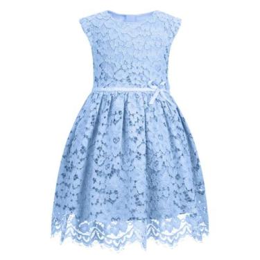 Imagem de Vestido ALLOVIN para meninas, sem mangas, renda em linha A, azul de 2 
