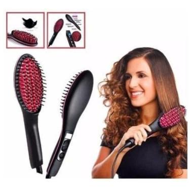Imagem de Escova Alisadora Mágica Efeito Chapinha Cabelos Hair Eletrica 230º LCD