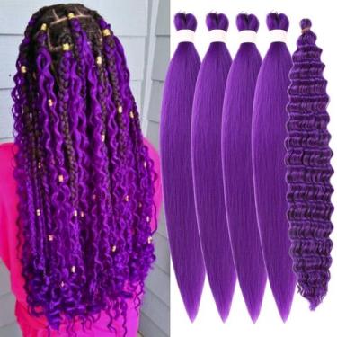 Imagem de Trança de cabelo Leticia Purple, pré-esticada, encaracolada, 66cm