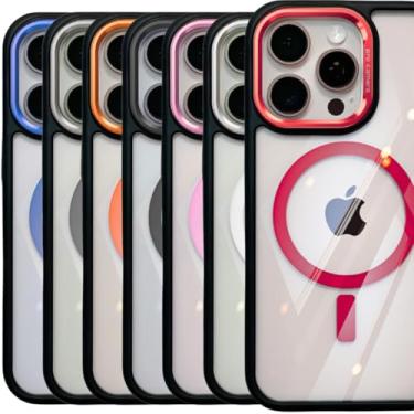 Imagem de Capa iPhone 16 Pro Max Capinha Magnética Case Celular Proteção Câmera Acrílico Anti Amarelamento