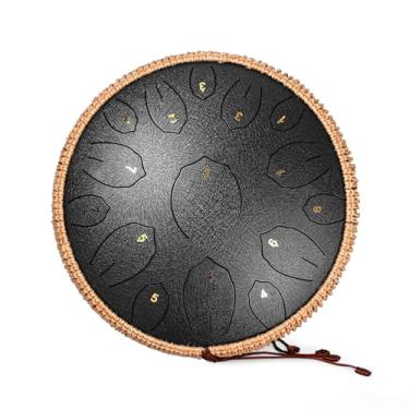 Imagem de Tambor de língua de aço, bateria de língua de 35 cm com 15 notas, tambores de mão para adultos, instrumento de tambor de aço com livro de música, marretas de aço e bolsa de transporte, dó maior, preto