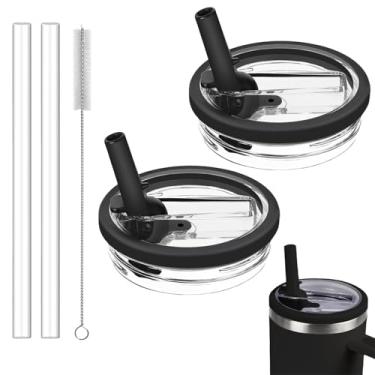 Imagem de Tianhengyi Substituição de tampa de copo de 1,134 g compatível com Stanley Quencher, preta, 2 peças