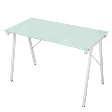 Imagem de Escrivaninha ANM2004M Anima Office Tampo de Vidro Branco 113 x 58 cm Base Metal Pintura Époxi Branca