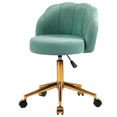 Imagem de Cadeira ANM9700S Petala Anima Office Revestida em Veludo Verde Base Rodízio Dourado