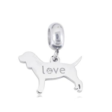 Imagem de BlingNuts Pingente I Love My Dog compatível com pingentes Pandora Pulseiras Presente Cão Mãe Aniversário Dia das Mães Natal