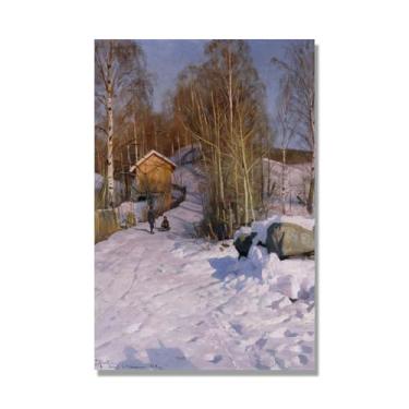 Imagem de NHLDZYH Pinturas a óleo famosas, (paisagem 17) por Peder Mork Monsted, reprodução impressa em tela, arte de cenário para decoração de sala de estar. Tela somente 40 x 60 cm - 15,8 x 23,7 pol