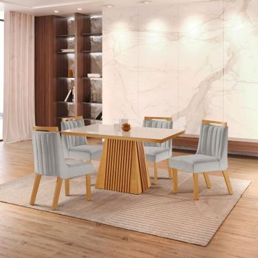 Imagem de Sala de Jantar Completa com 4 Cadeiras 1,20x0,80m - Austria - LJ Móveis