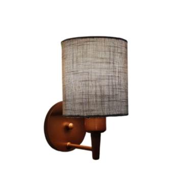 Imagem de Arandela Cilíndrica Md-2009 Base Cobre Cúpula Em Tecido 14x15cm Cinza - Bivolt