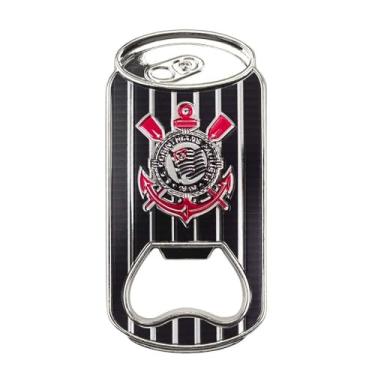 Imagem de Abridor de Garrafas Magnético Corinthians, Formato Lata, 8,5 x 4 cm, Metal, Vermelho e Preto
