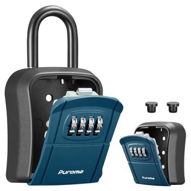 Imagem de Puroma Caixa de bloqueio de chave SAFEKey, caixa de armazenamento de chave montada na parede para chaves de casa, código redefinível, cofre de segurança para armazenamento de chaves sobressalentes de