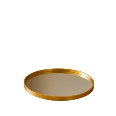 Imagem de Bandeja Espelhada Decorativa Multiuso Banheiro Lavabo Sala Preto Dourado(REDONDO DOURADO,3)