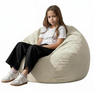 Imagem de Capa para cadeira de pufe de armazenamento de animais de pelúcia (sem enchimento), organizador grande de armazenamento de brinquedos e cadeira de sofá infantil confortável para sala de jogos