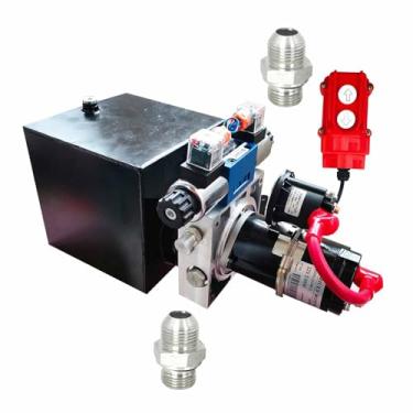 Imagem de Unidade de energia hidráulica de 12 V, estação de bomba hidráulica para plataforma de elevação de carro, reboques basculantes (0,8 kW dupla ação 6qt)