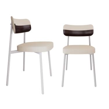 Imagem de Conjunto 2 Cadeiras De Jantar Alloa Corriente Palha Courino Café Estrutura Branca