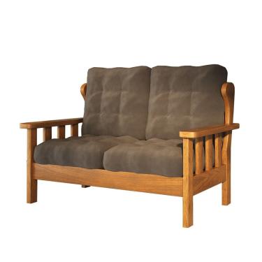 Imagem de Sofá 2 Lugares com Almofadas 100% Madeira Maciça Mogno Mel